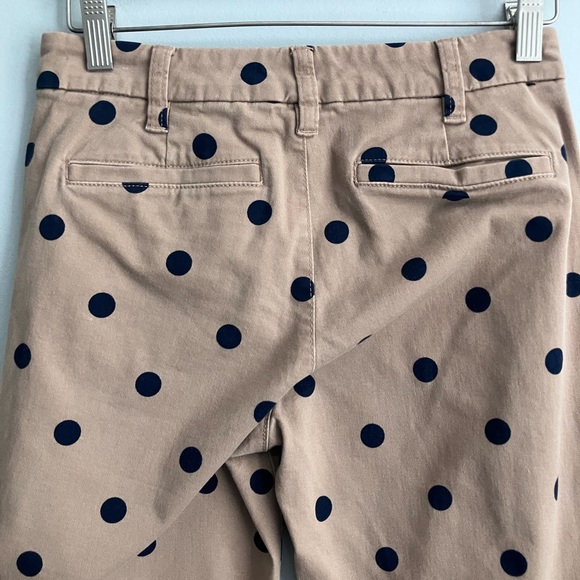 J. CREW Tan and Navy Polka Dot Mid Rise Chinos Size 00 (Measure like a 2-4) - Picture 6 of 11